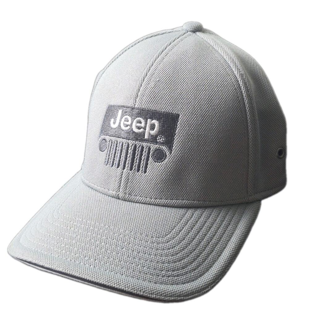 Outdoor Cap JEEP Size M / L Hat Gray Q3 Moisture-Wicking Embroidered 7-Slot Gril